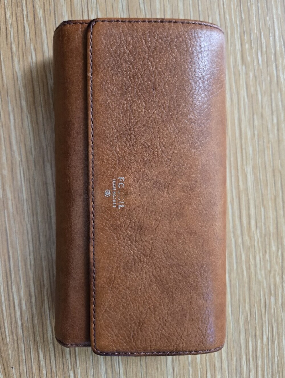 Fossil Leather Flap Clutch Wallet - Rich Tan & Purple